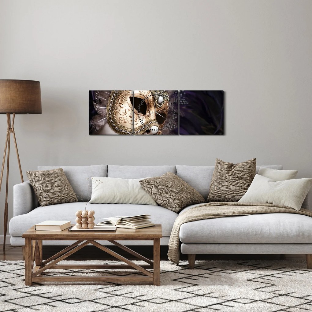 Egy maszkkal ellátott szobor képe (órával) (90x30 cm)
