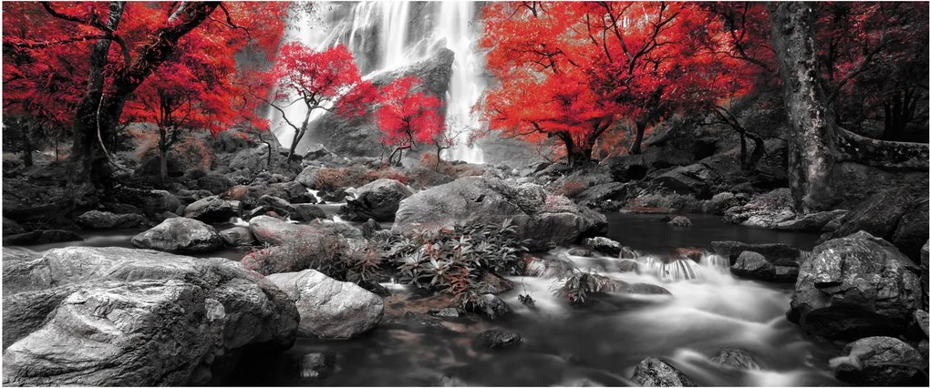 Kép - Vízesések az őszi tájban (120x50 cm)
