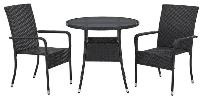Juskys Yoro rattan kerek asztal Ø80 cm - fekete