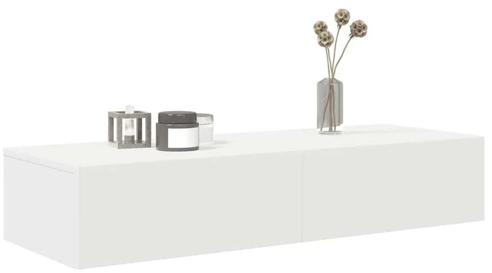 Falipolc fiókokkal fehér 100x36x19 cm műszaki fa