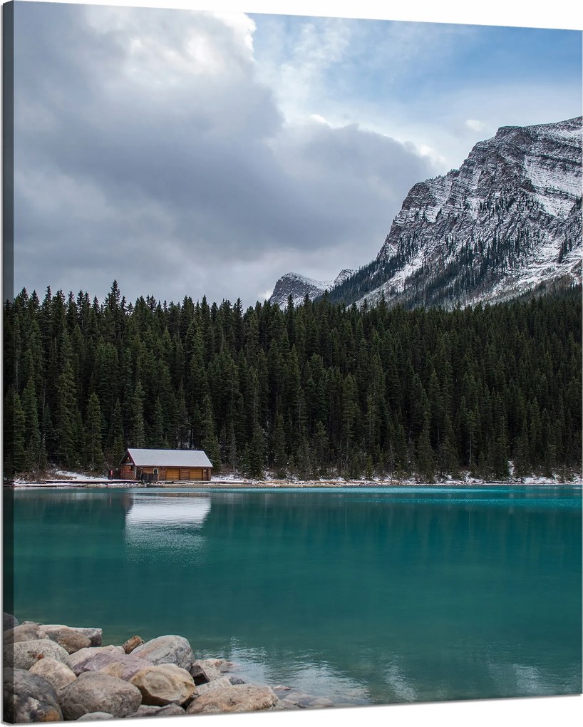 Vászonkép Természet Kunyhó a tóparton 80x100