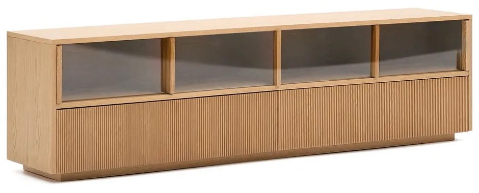 Natúr színű TV-állvány tölgyfa dekorral 200x54x40 cm Helvine – Kave Home