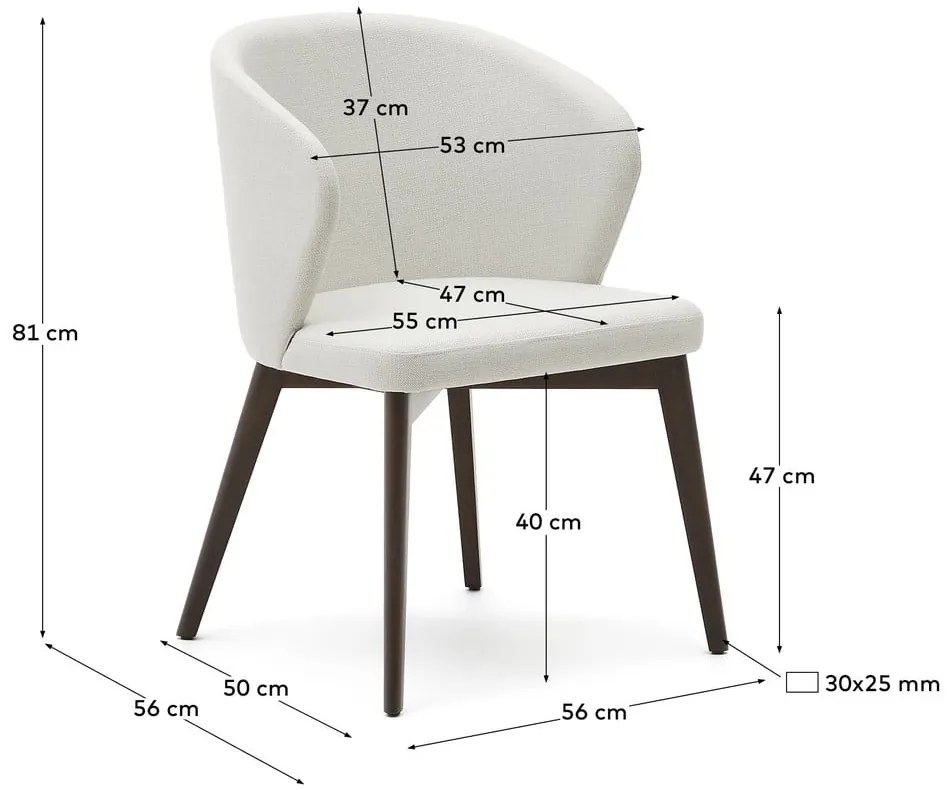 Krémszínű kárpitozott étkezőfotel Darice – Kave Home