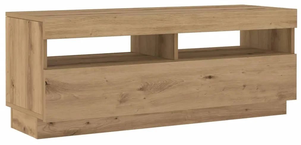 kézműves tölgy szerelt fa TV-szekrény LED-ekkel 200x35x40 cm