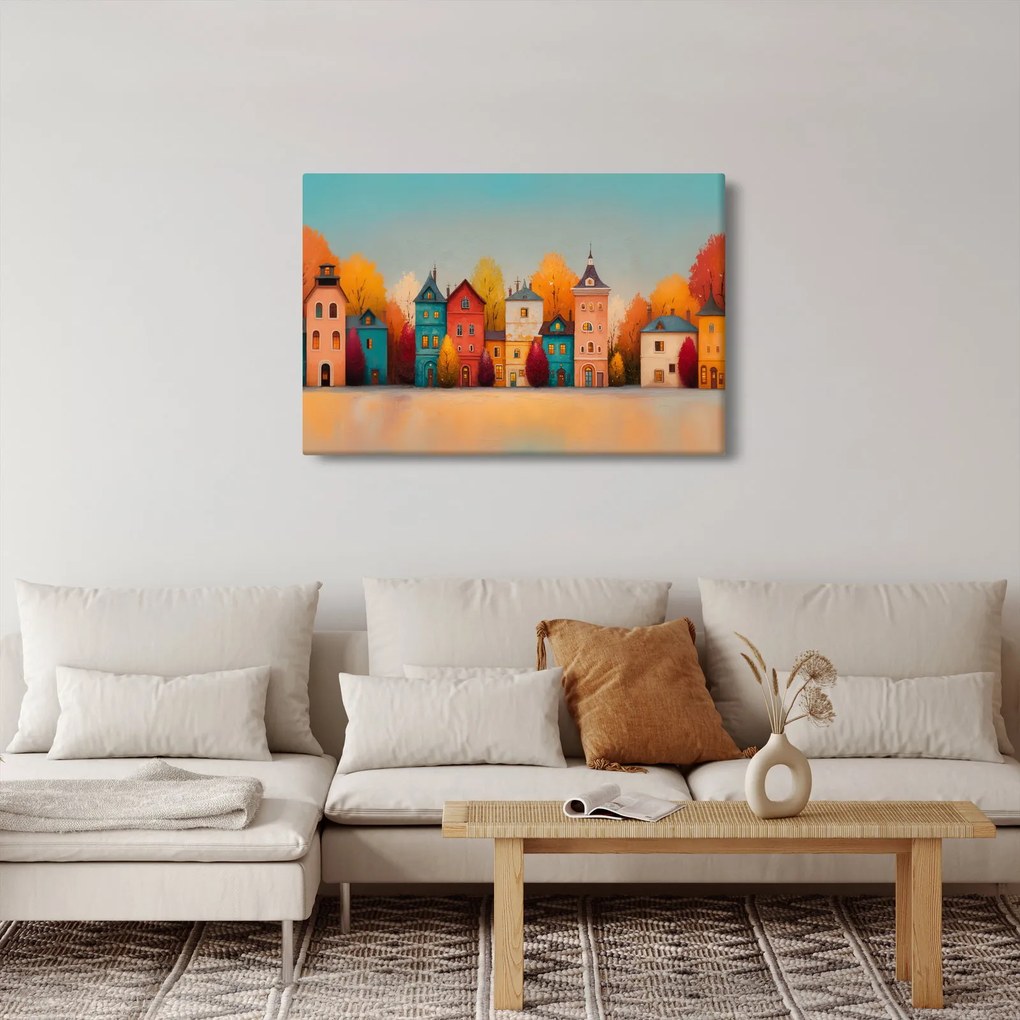 Kép - Őszi falu (90x60 cm)