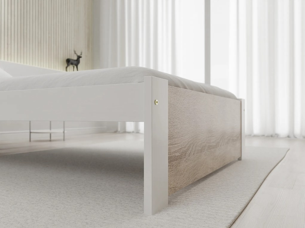 Ágy IKAROS 90 x 200 cm, fehér/som tölgy Matrac: SOMMERA 18 cm matraccal, Ágyrács: Ágyrács nélkül