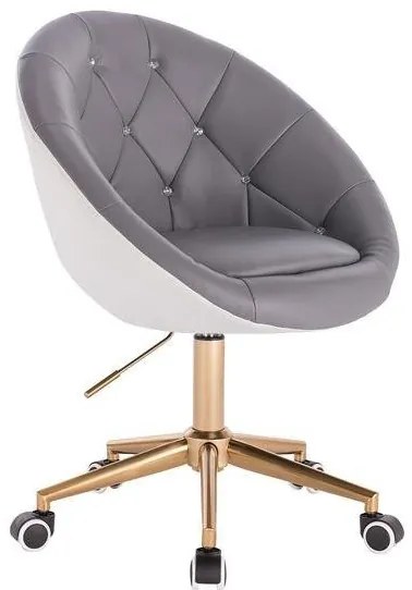 HC8516CK Szürke-Fehér modern műbőr szék arany lábbal