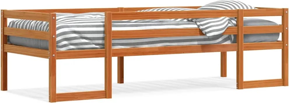 vidaXL viaszbarna tömör fenyőfa gyerekágykeret 80 x 200 cm