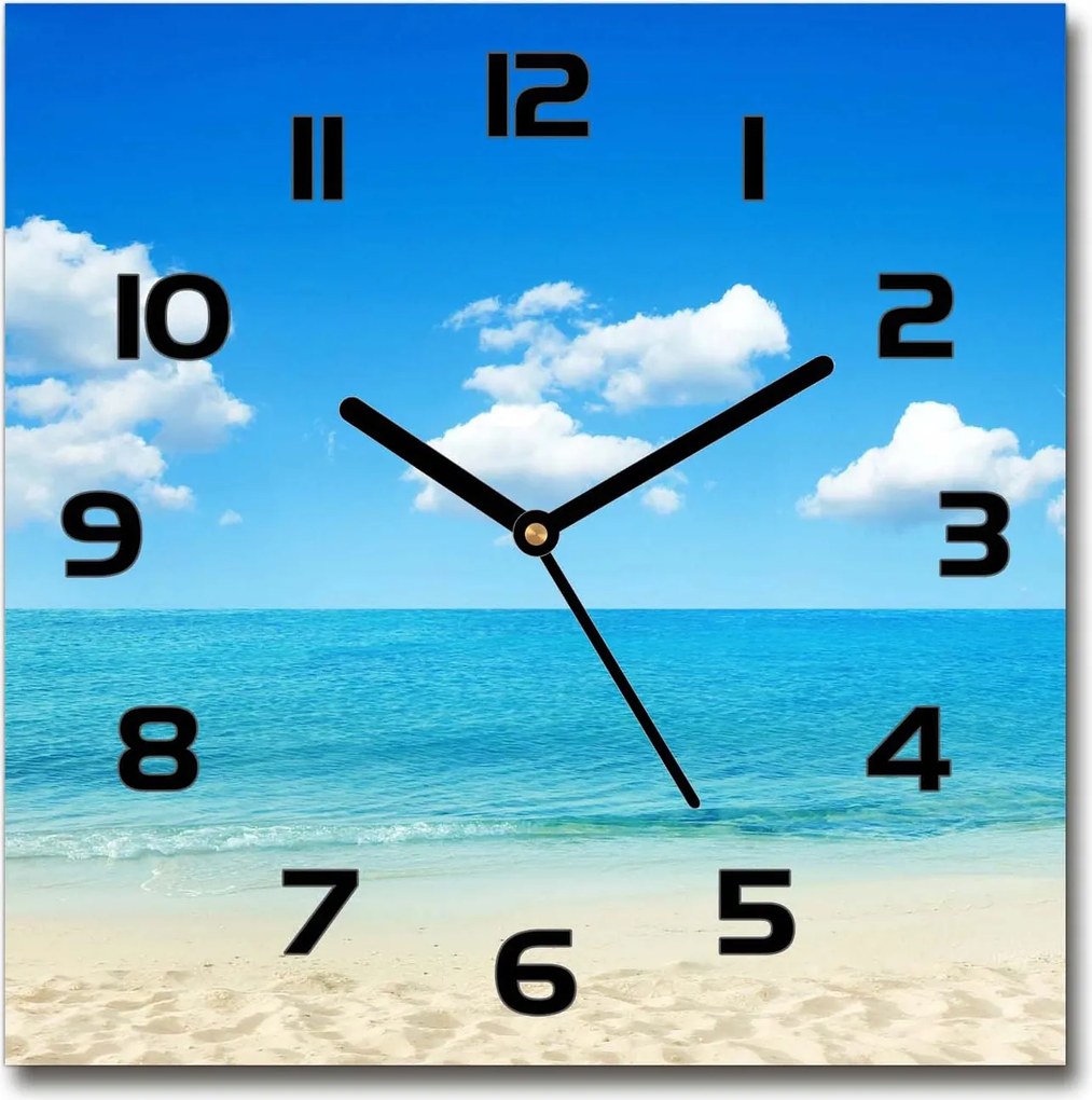 Négyzet alakú csendes üveg falióra Paradicsom tengerpart 30x30