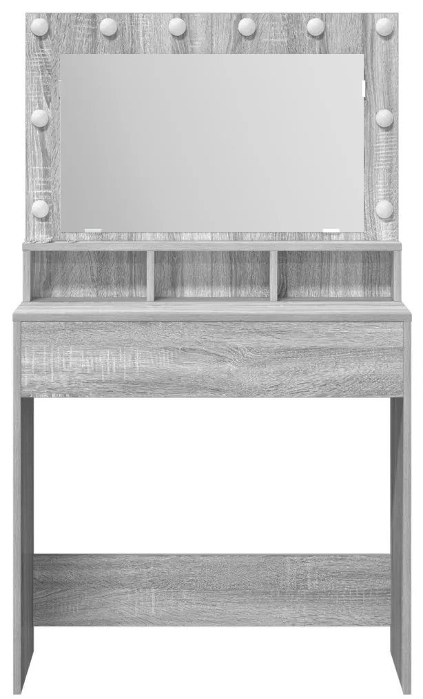LED-es Sminktükör Szürke Sonoma 79x41x135 cm
