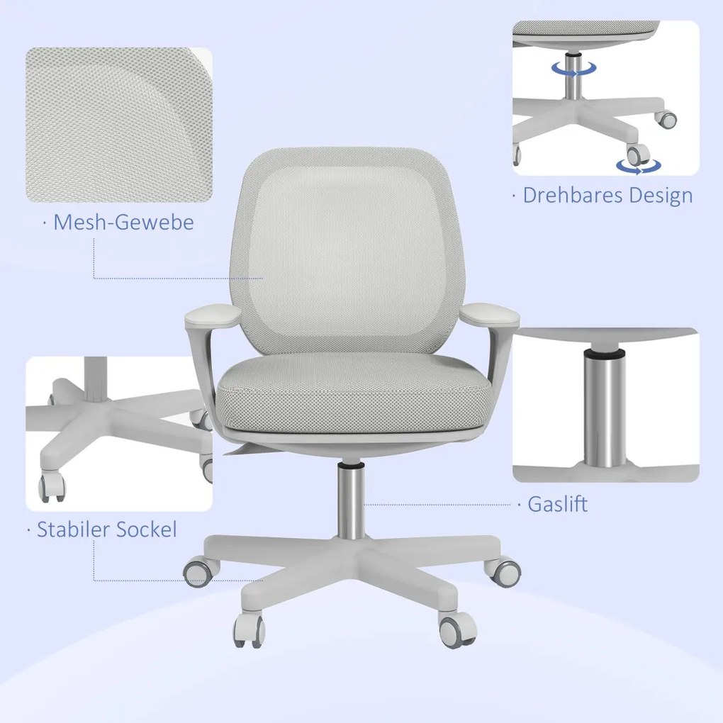 Vinsetto irodai szék, ergonomikus íróasztali szék forgófunkcióval, állítható magasságú, szürke