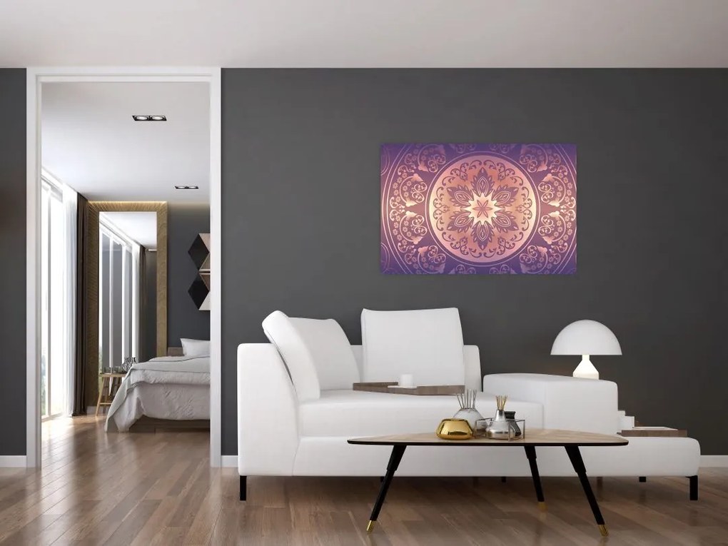 Kép - Mandala lila színátmeneten (90x60 cm)