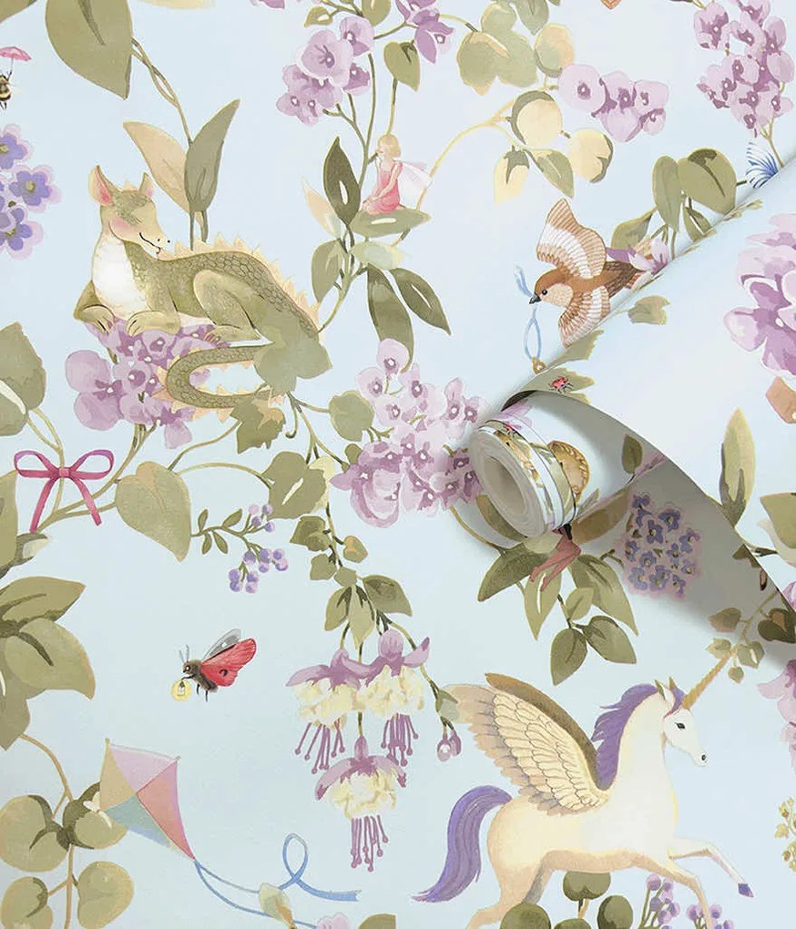 Holden Decor Adventure Awaits Away with the Fairies kék állatos papír tapéta – 14022