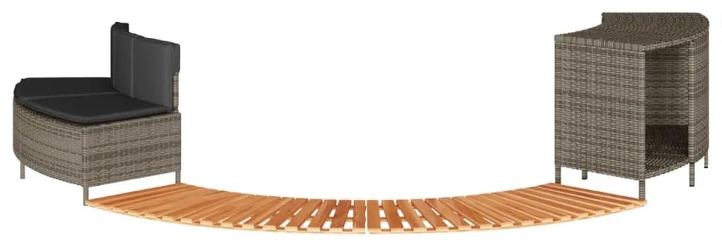 vidaXL szürke polyrattan és tömör akácfa jakuzzi-keret