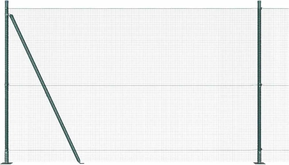 vidaXL Kerítésoszlop Zöld 25 x 1,5 m (16 x 16 mm háló) Acél és PVC