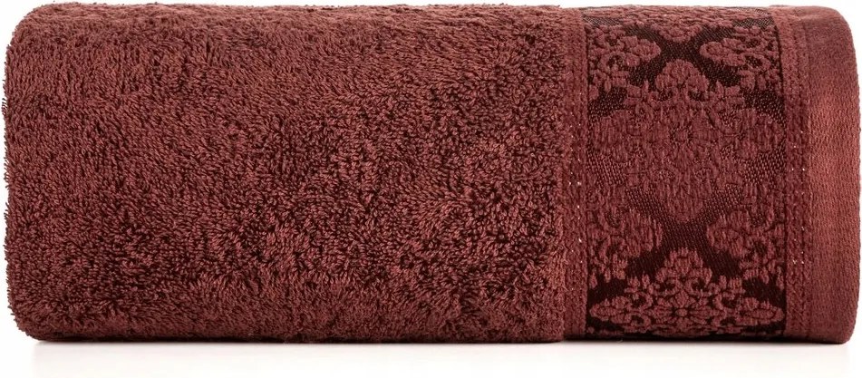 Kéztörlő kicsi 30X50 tégla, jacquard bordűrrel