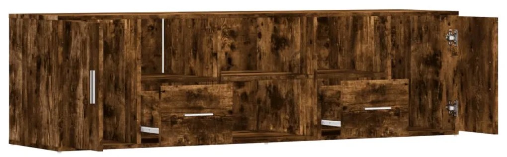 füstös tölgy színű szerelt fa sarokszekrény 160 x 40 x 45 cm