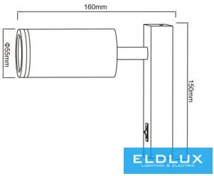 UNIVERSO Fali lámpa kapcsolóval 1xGU10 Max.35w IP20 Fekete 150x160mm 5 év