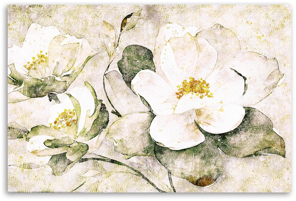 Gario Vászonkép Természet fehér virágokkal Méret: 100 x 70 cm