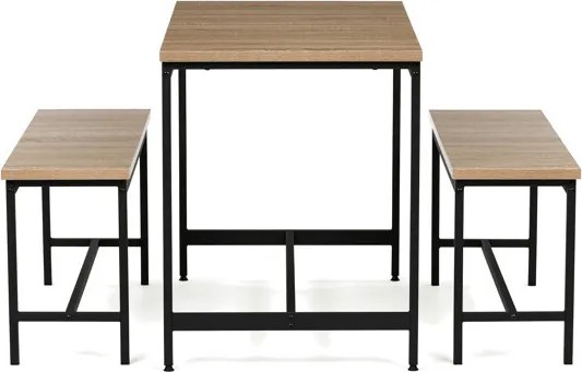 Étkezőgarnitúra 2 paddal, 110x60x75 cm méretben, MDF kivitelben, tölgy színben OAK