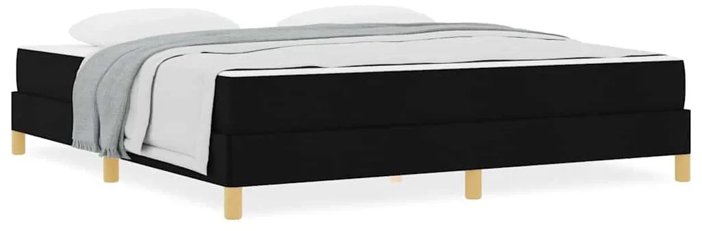 Boxrugós ágy Fekete és Barna 180 x 200 cm Textil és mérnöki fa