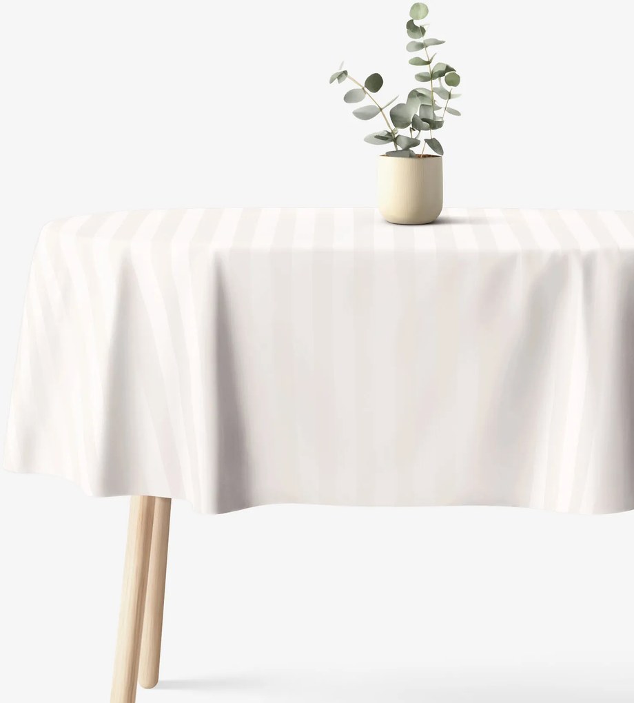 Goldea ovális ünnepi damaszt terítő - krémszínű csíkos 120 x 180 cm