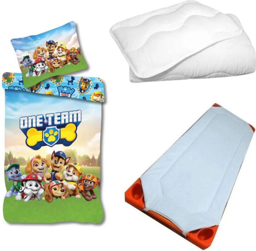 Mancs Őrjárat One Team gyerek, ovis ágyneműhuzat, derékalj és paplan/párna szett 100x135 cm 40x60 cm