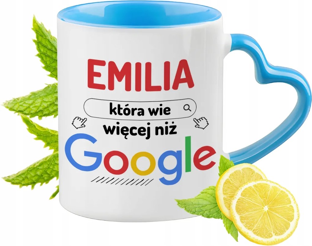 Emilia Kék Bögre Szív Alakú Füllel Kávé Ajándék