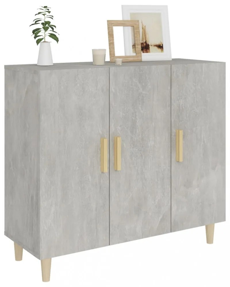 betonszürke szerelt fa tálalószekrény 90 x 34 x 80 cm