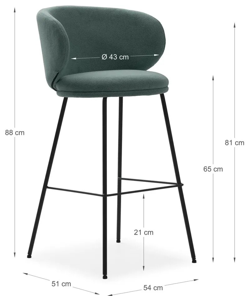 Zöld bárszék szett 2 db-os (ülésmagasság 65 cm) Rush – Marckeric