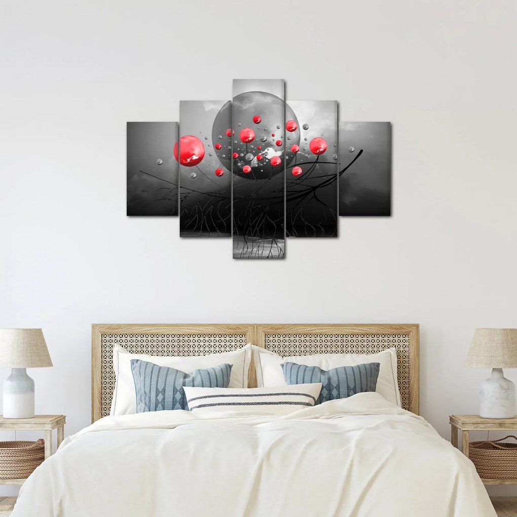 Piros absztrakt gömbök képe (150x105 cm)