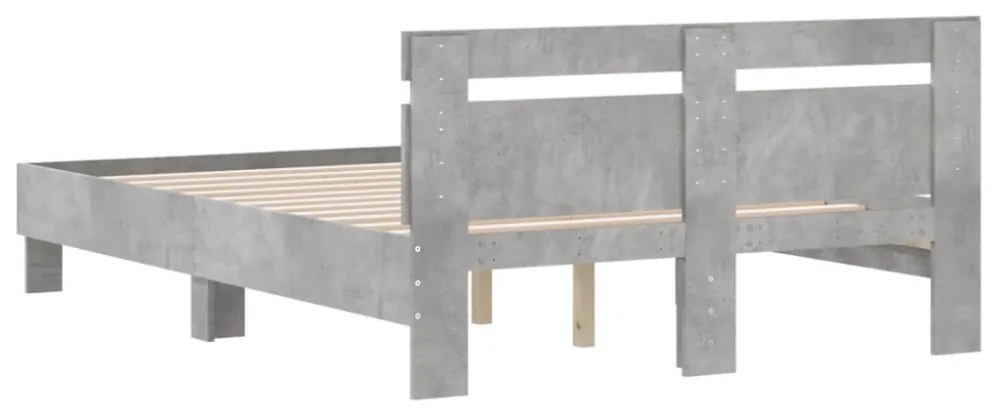 betonszürke szerelt fa ágykeret fejtámlával 120x200 cm
