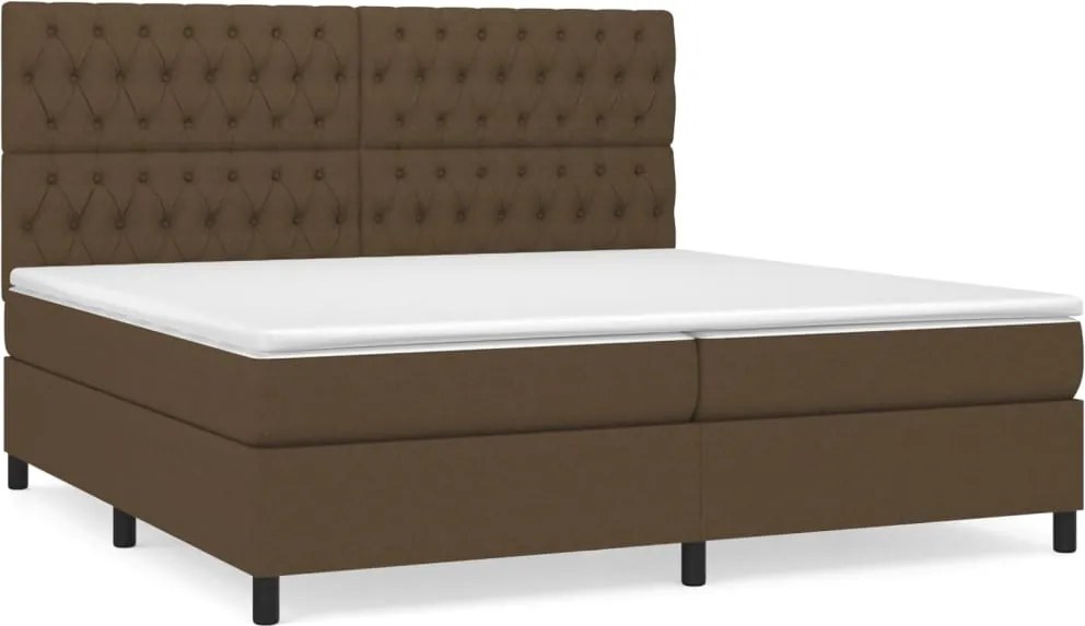 vidaXL sötétbarna szövet rugós ágy matraccal 200 x 200 cm
