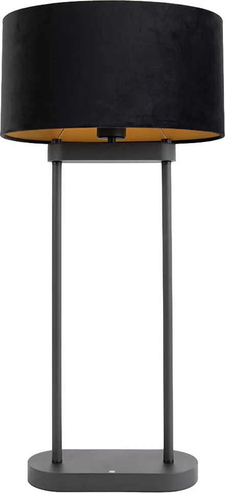 Asztali lámpa fekete, fekete ovális búrával 35 cm - Thijmen