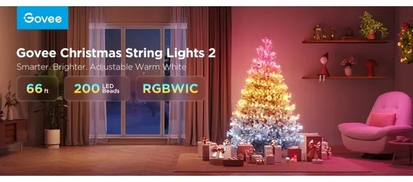Govee - LED RGBICW kültéri karácsonyi lánc 2700-6500K 20m Wi-Fi Matter IP66