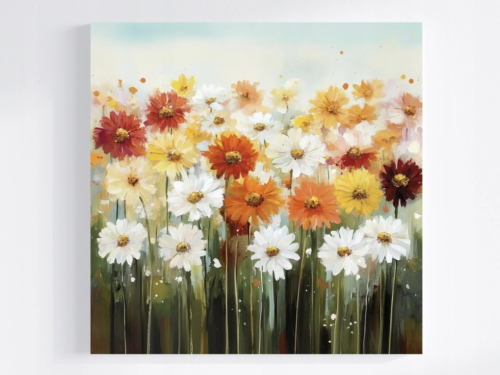 Vászonkép Canvas Akvarell Természet Kert Tavasz Színes Virágok 40x40