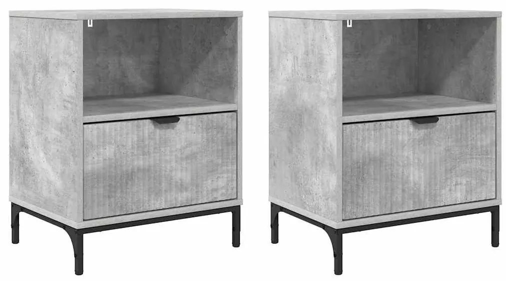 Éjjeliszekrények 2 pcs Beton szürke 49 x 36 x 61 cm Faanyag