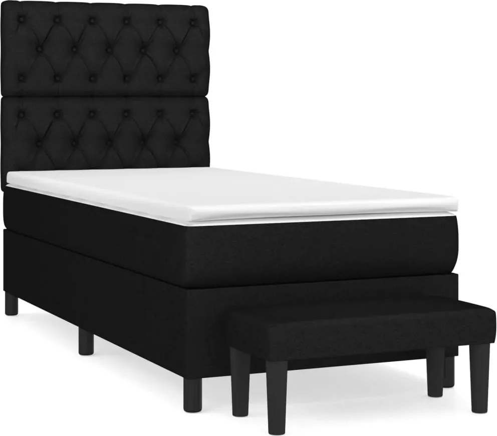vidaXL fekete szövet rugós ágy matraccal 80 x 200 cm