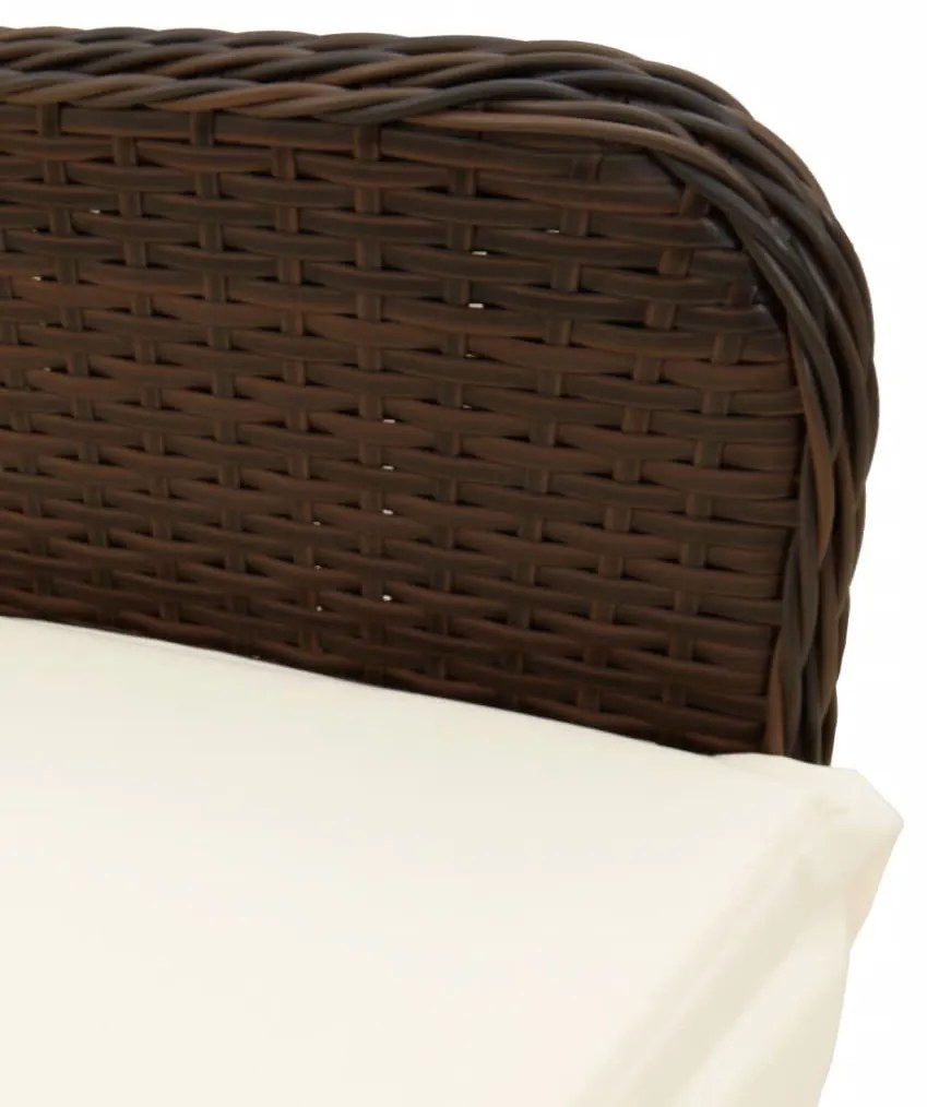 5 részes barna polyrattan kerti bisztrógarnitúra párnákkal