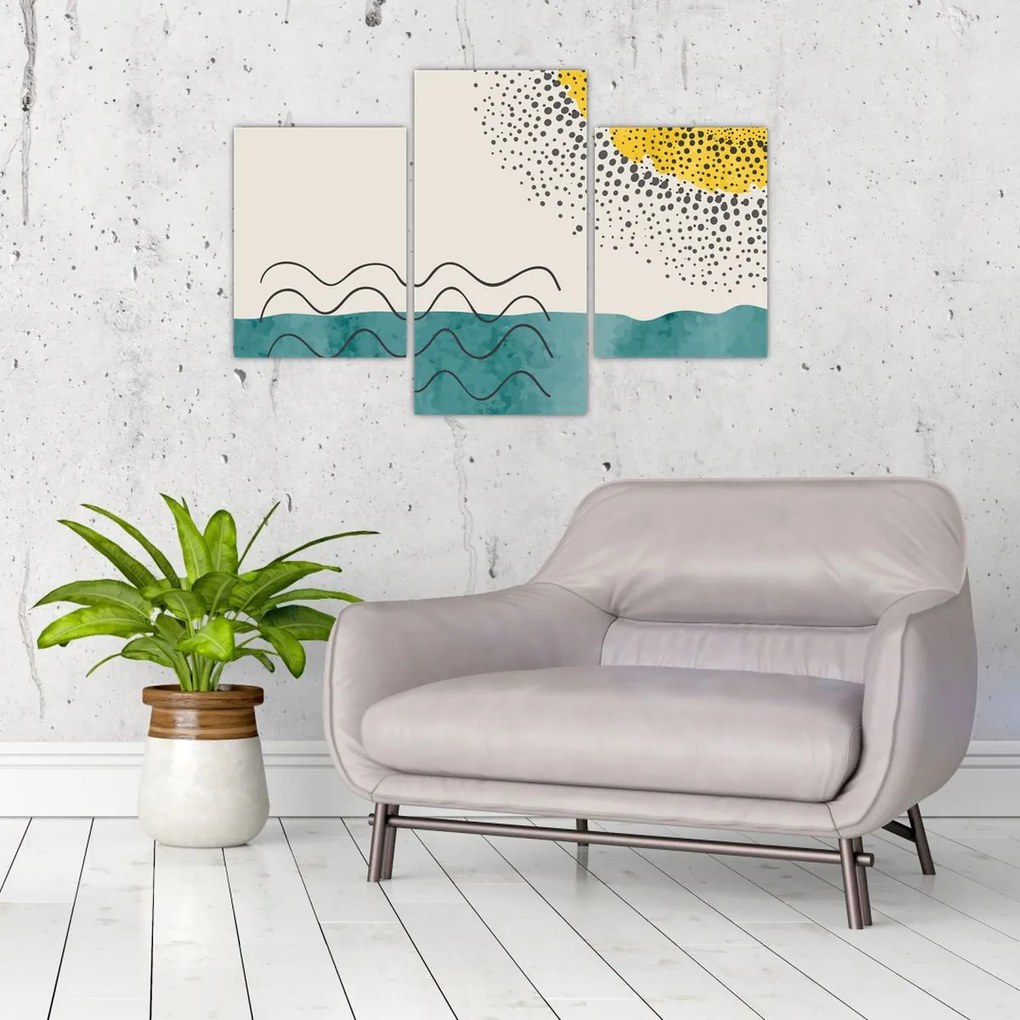 Kép - Absztrakt festmény a strandról N⁰1 (90x60 cm)