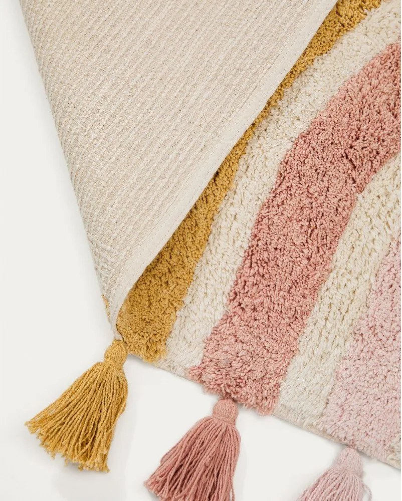 Elefántcsont színű mosható-kézi szövésű pamut gyerek szőnyeg 90x150 cm Tadea – Kave Home