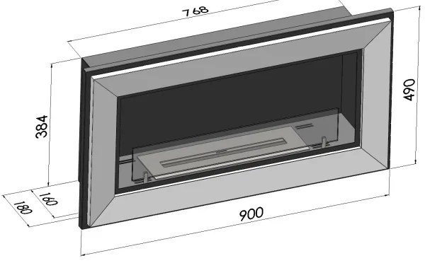 InFire - Beépített BIO kandalló 49x90 cm 3kW fekete