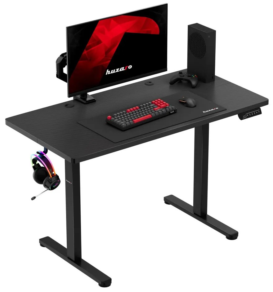 Elektromos íróasztal 72-118 cm állítható, LED panel, 120×60 cm, fekete