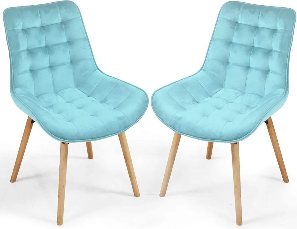 Étkezőszékek 2 db Scandinavia, fa, menta bársony Miadomodo