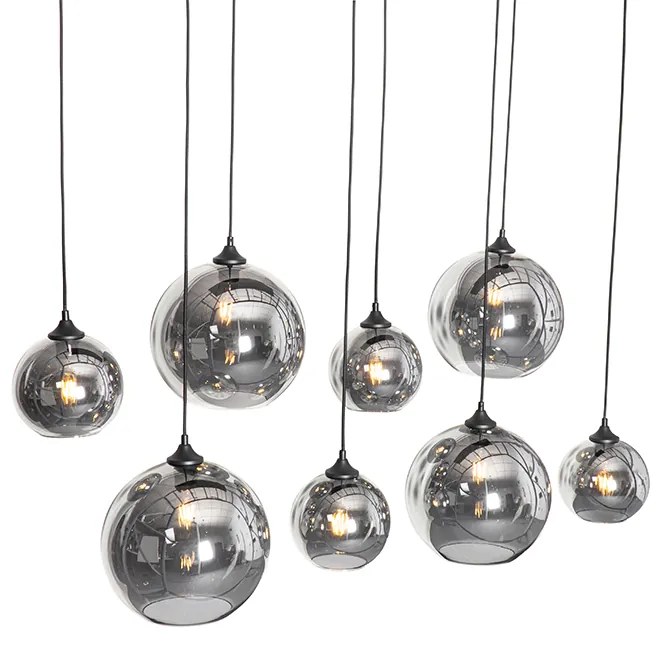 Art Deco lógólámpa fekete füstüveggel 8-lámpás - Sandra