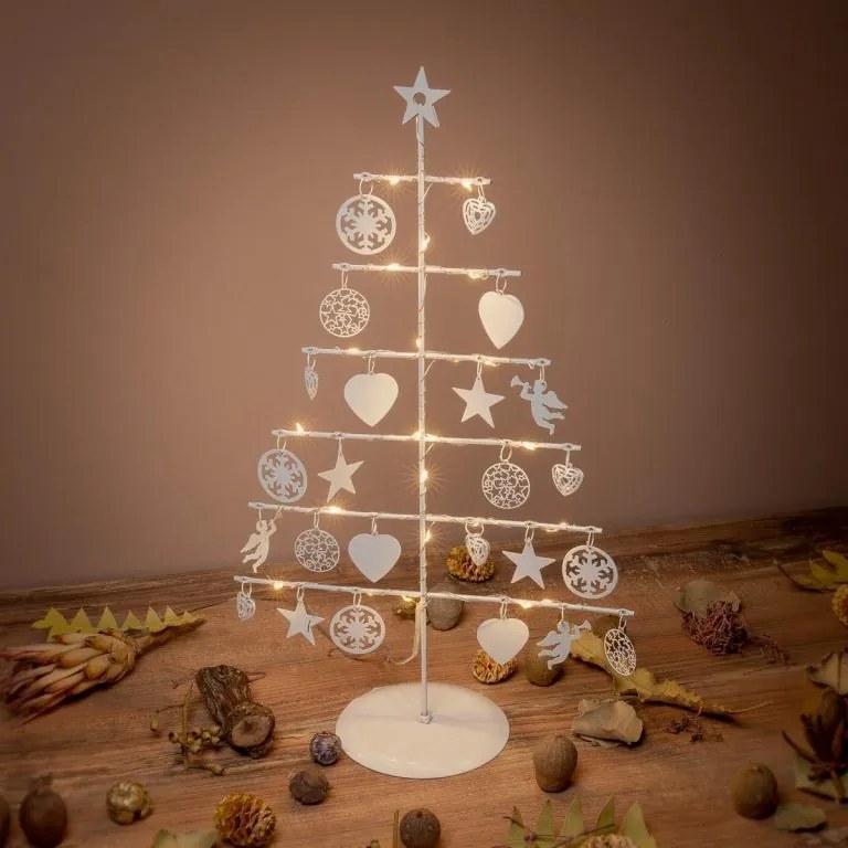NEXOS Karácsonyi fém díszfa 25 LED meleg fehér fehér