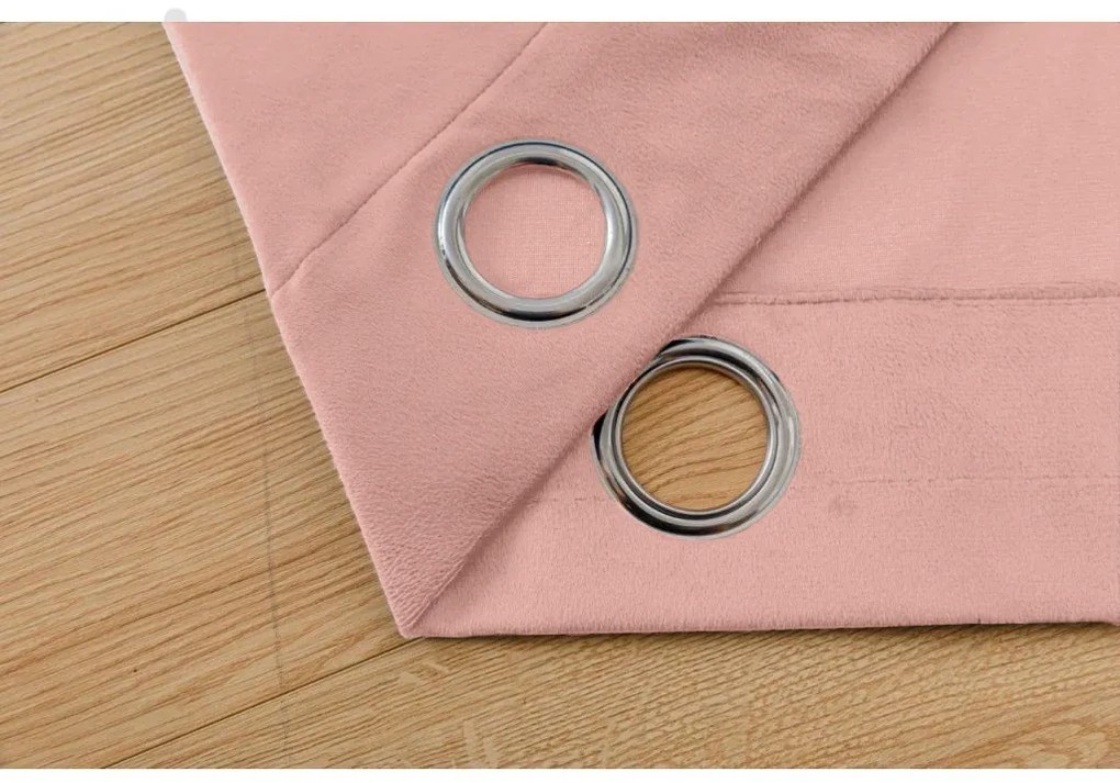Sötétítő függöny VELVET 140x250 cm, rózsaszín Felfüggesztés: Fém gyűrűk
