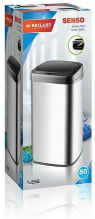Brilanz Touchless hulladékgyűjtő Senzo 50 L,négyzet alakú, rozsdamentes acélból készült