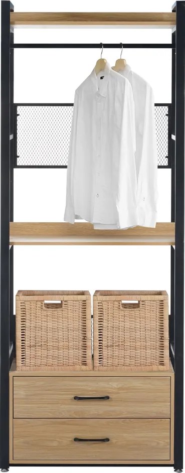 Polcállvány fiókokkal, tölgy/fekete, KILOS NEW TYP 1