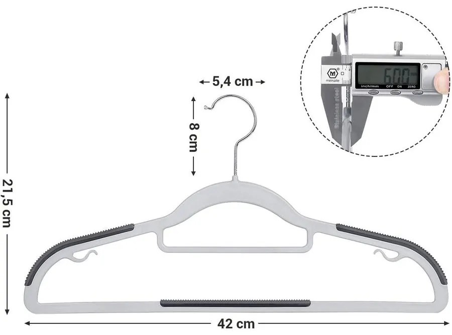 Csúszásmentes Ruhaakasztók 30 db, 42 cm széles